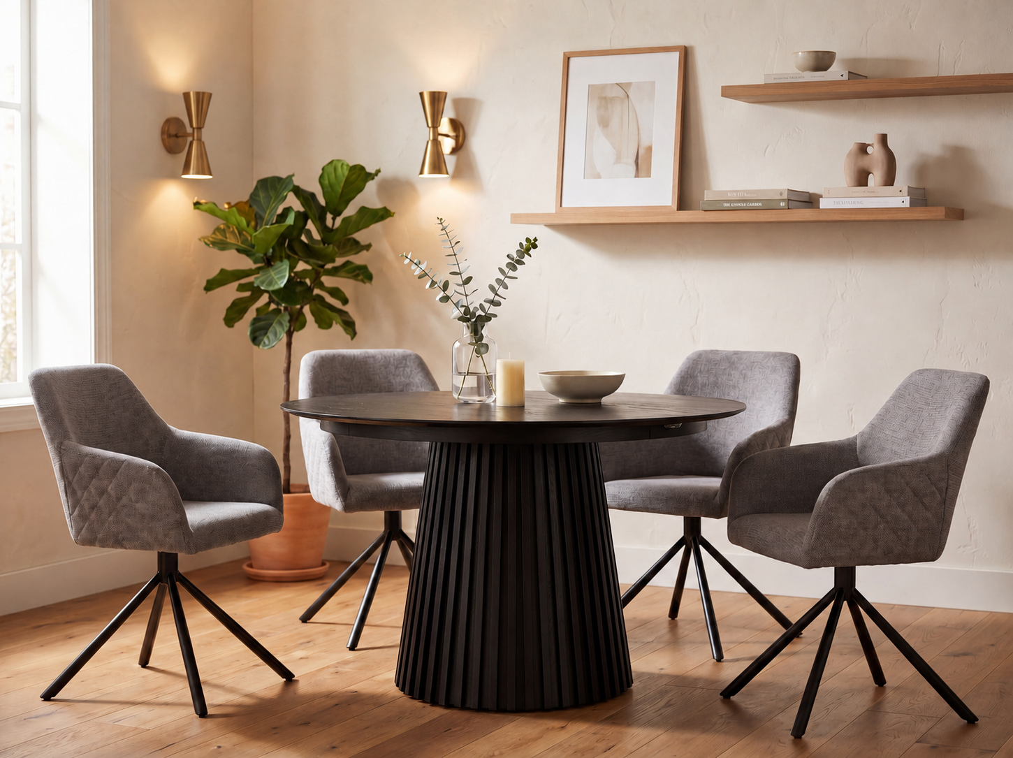 Esszimmer Set Cuneo mouse grey  Tisch Andria black 120cm FSC-zertifiziert